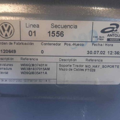 ELEVALUNAS DELANTERO IZQUIERDO VOLKSWAGEN POLO (9N1) GT   |   06.04 – 12.05