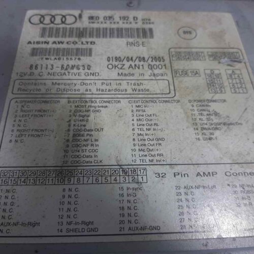 SISTEMA AUDIO / RADIO CD AUDI A4 AVANT (8E) 2.5 TDI   |   11.04 – 12.06